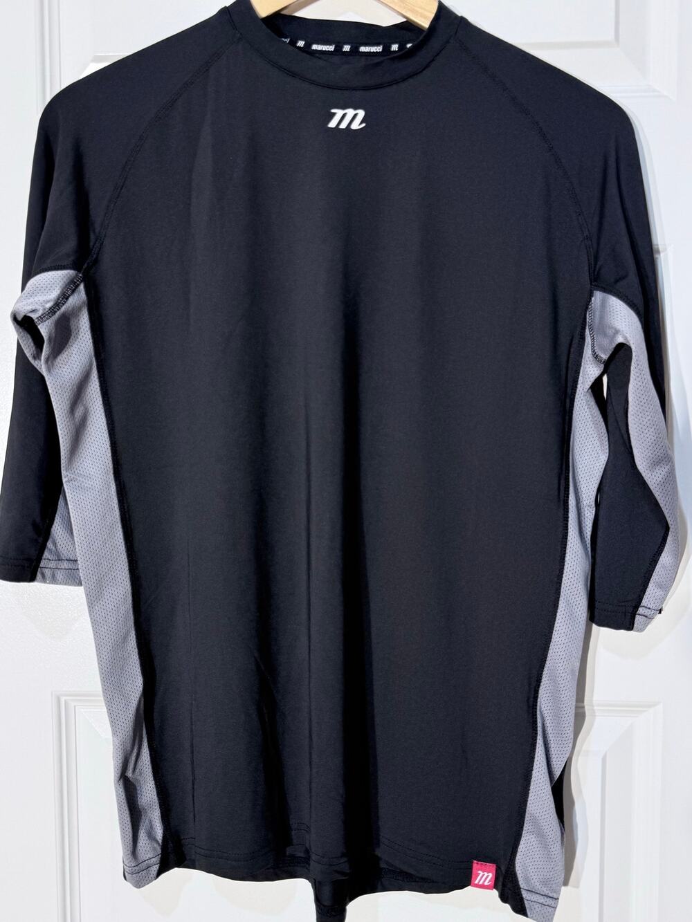 Marucci Performance 3/4 Sleeve Baseball Shirt Black with Gray Youth Size XL